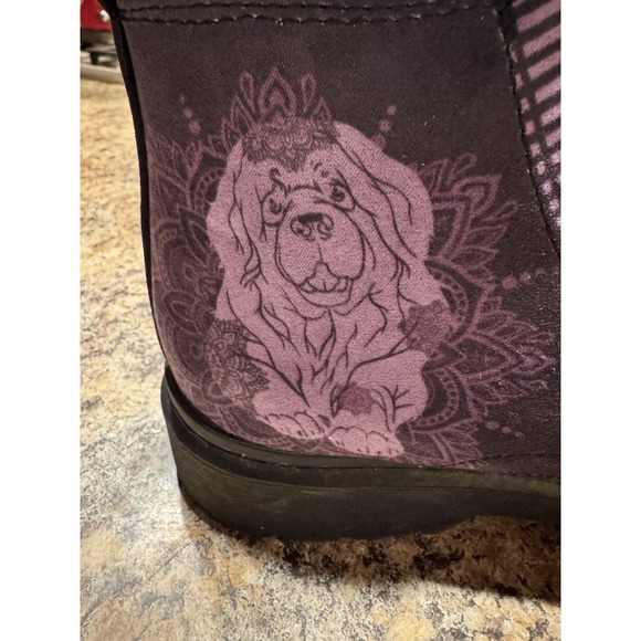 Purple Dog Floral Design Woman's Hiking Fashion Boots Size 9 Lace Up - Picture 7 of 9